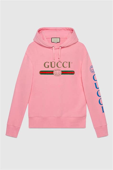 gucci pink hoodie with blue and white hood|original Gucci hoodie.